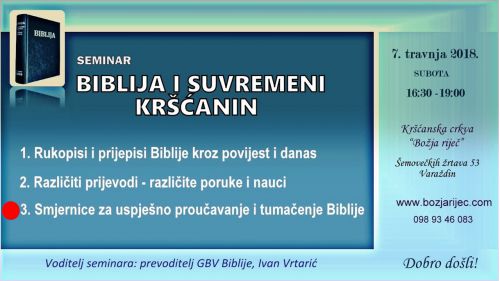 3. Smjernice za uspješno proučavanje i tumačenje Biblije (Ivan Vrtarić); 53:15
