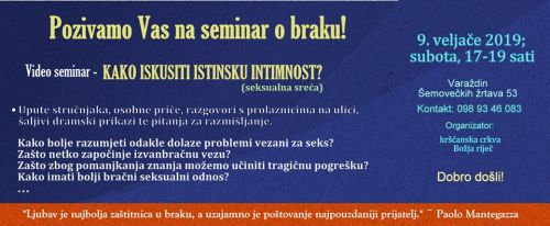 Seminar o braku! SUBOTA (09.02.2019.), 17-19 sati